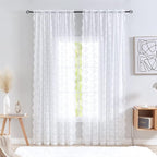 YJ YANJUN Vintage Lace Curtains 72 Inches Long- Victorian Floral Pattern White - Image 2