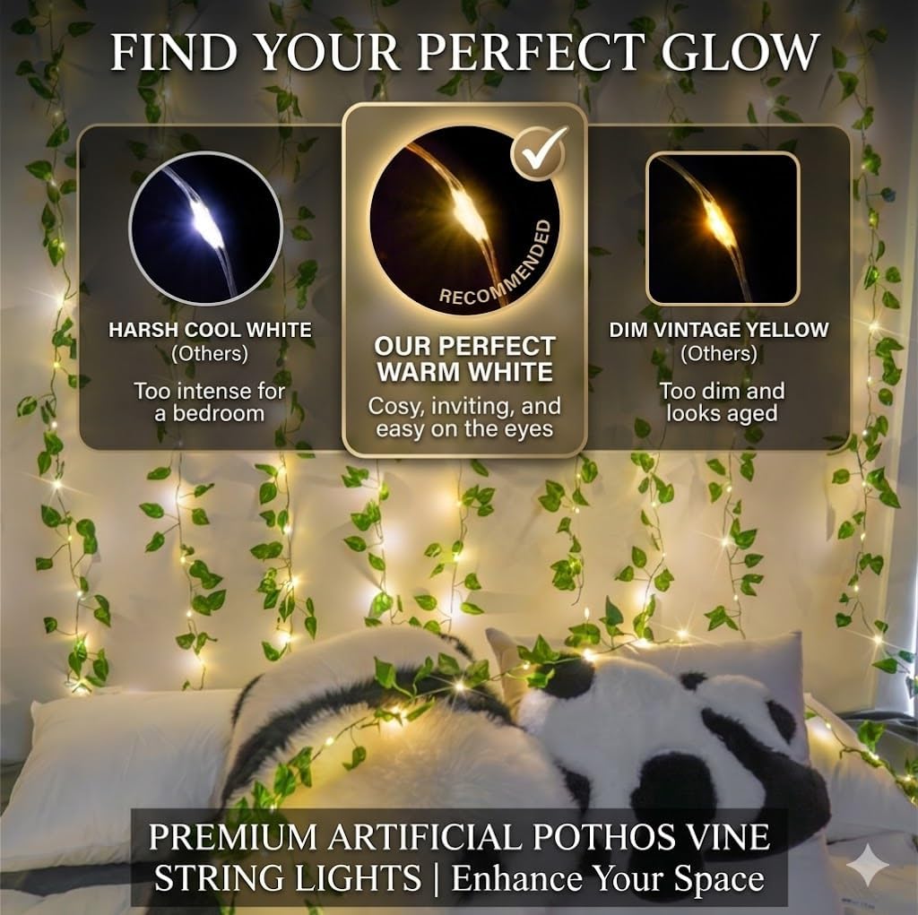 suddus 33FT 100LED Pothos Vine Fairy Lights Battery Operated Copper Wire