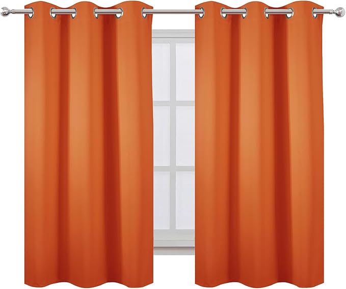 LEMOMO Orange Blackout Curtains 42 x 54 Inch Length Set of 2 Panels Grommet - Image 2