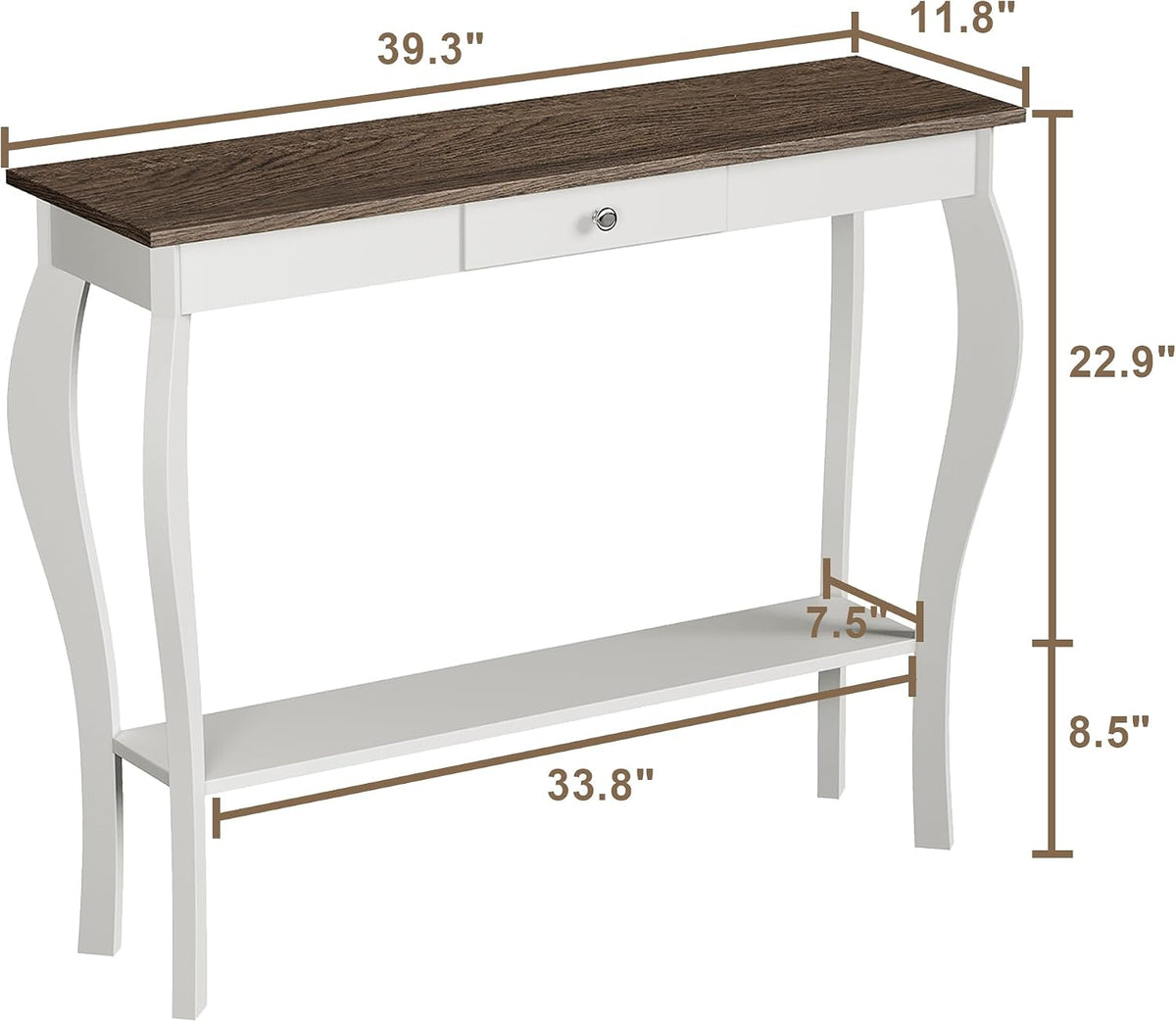ChooChoo 39" Narrow Farmhouse Entryway Table with Drawer, Soft White
