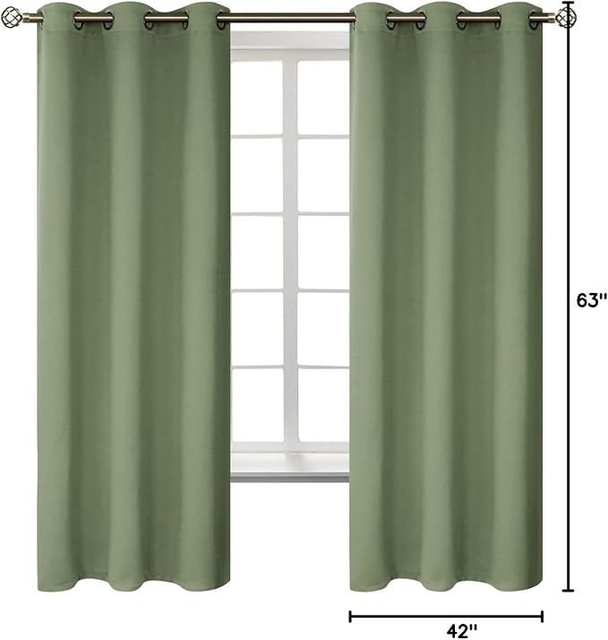 BGment Grass Green Black Out Curtains 63 Inch Long - Image 9