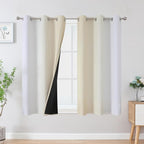 Estelar Textiler Beige and Greyish White Ombre Blackout Curtains 45 Inch Length - Image 2