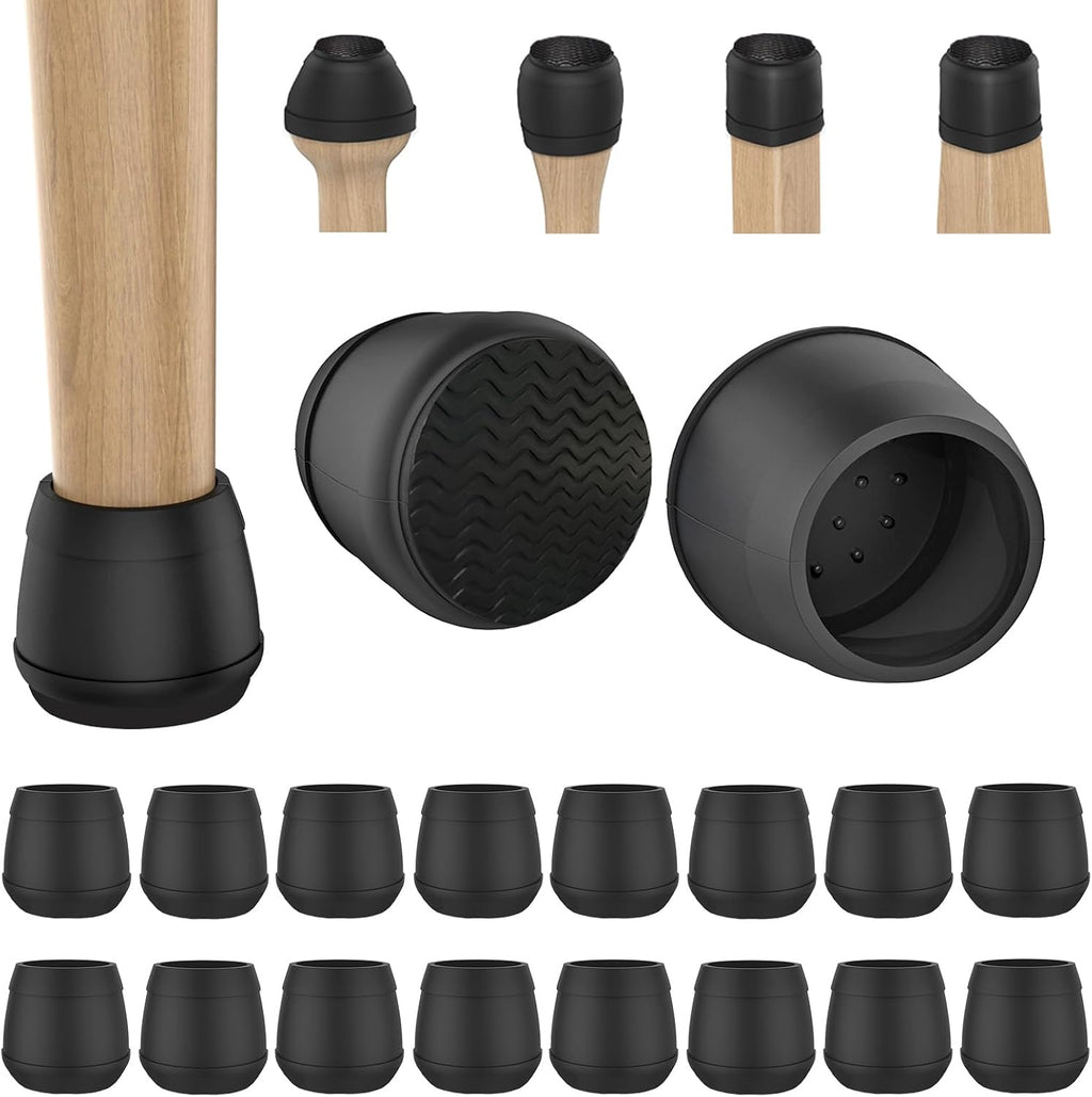 16 Pcs Non Slip Square Chair Leg Protector - Non Skid Furniture Grippers, Anti-Slip Silicone Furniture Feet Caps, Used for Outdoor Protection of Chair Legs (Black, 1.26-1.54").