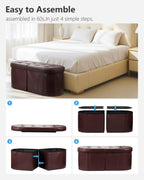AmasSmile Oval Ottoman Storage Bench,34" Leather Folding Rest Chest,Brown