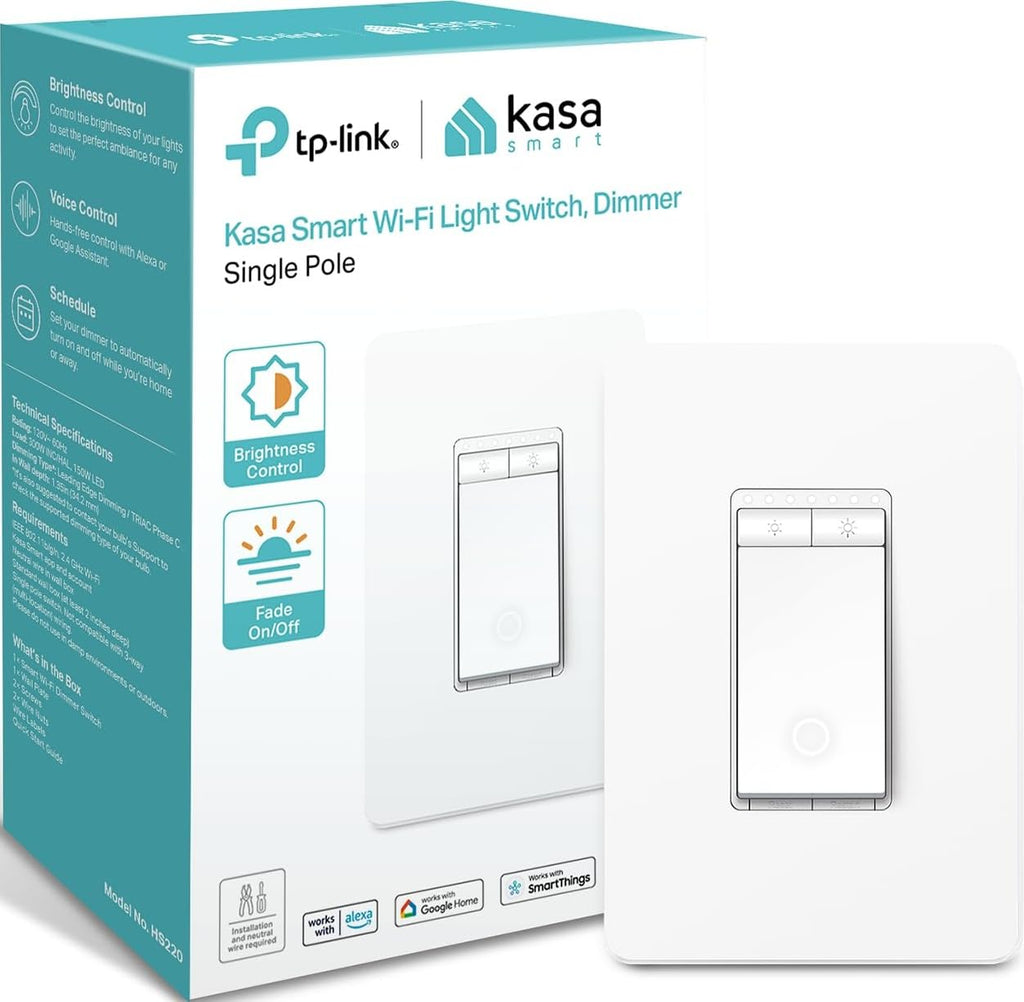 Kasa Smart Dimmer Switch HS220, Single Pole, Needs Neutral Wire