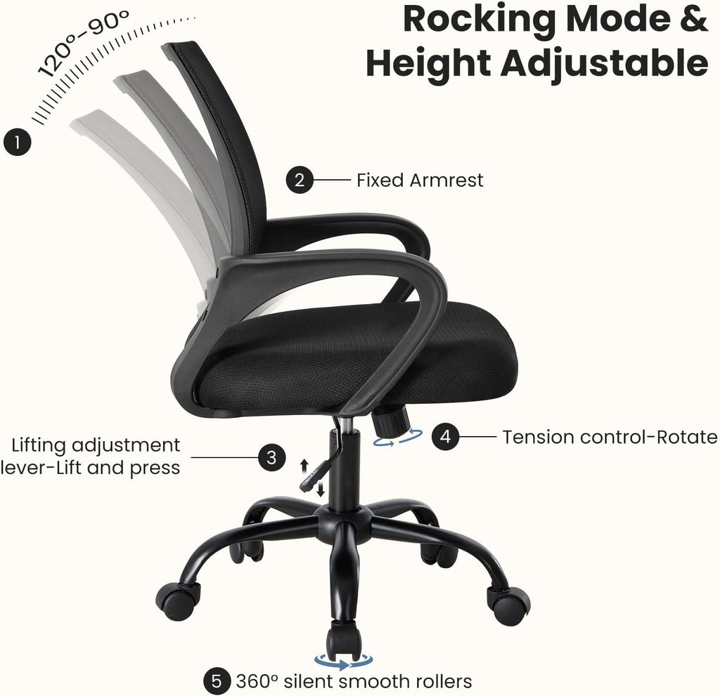 DUMOS Ergonomic Office Chair, Mid-Back Comfy Executive Desk Chair Set of 2