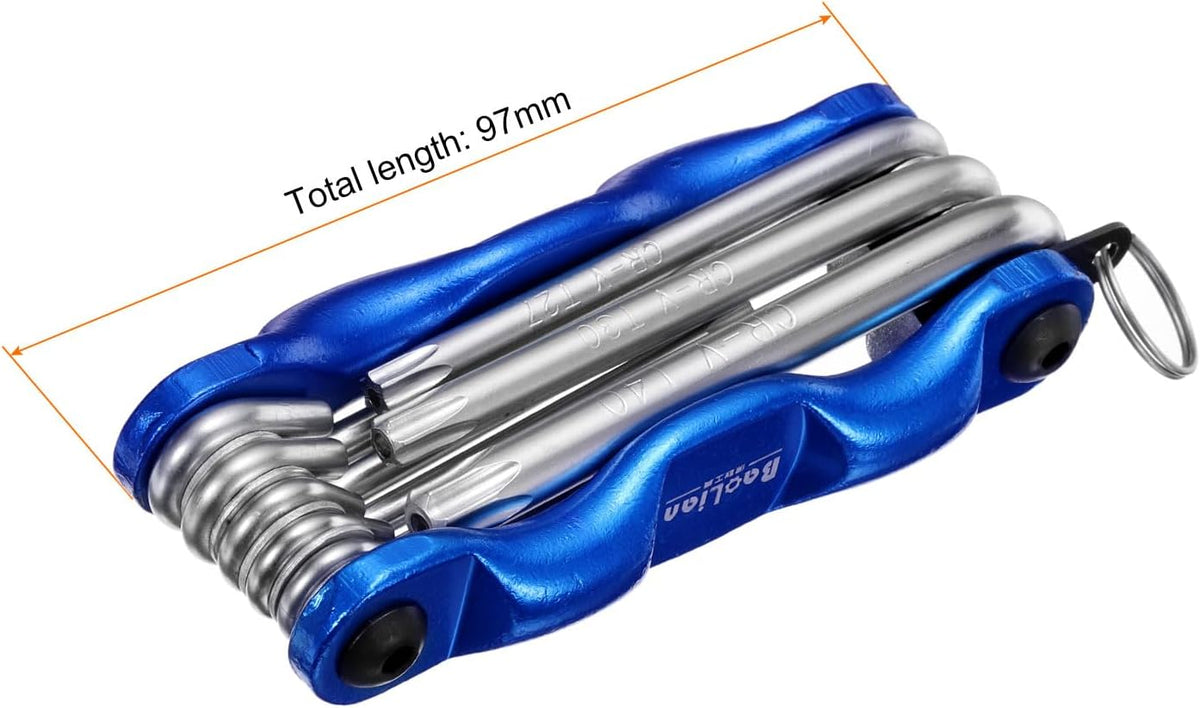 HARFINGTON Folding Hex Key Wrench T9-T40 Torx Star CR-V Steel Portable