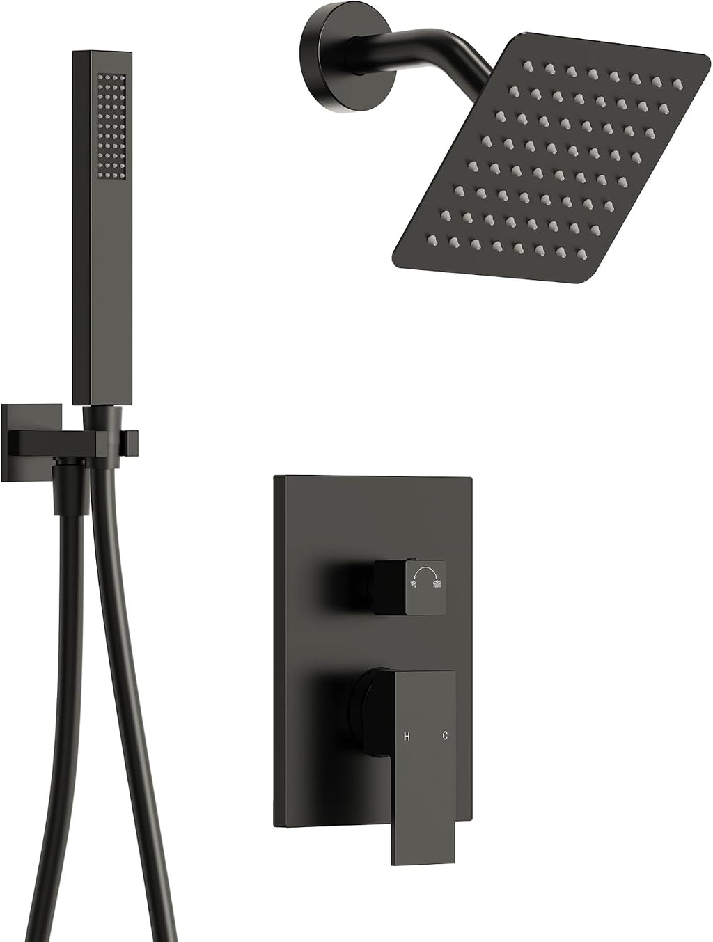 Wall Mount Shower System with Handheld Shower, Matte Black