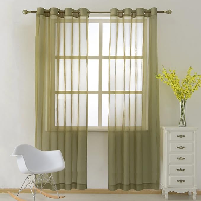 NICETOWN Sheer Window Curtains Green by NICETOWN