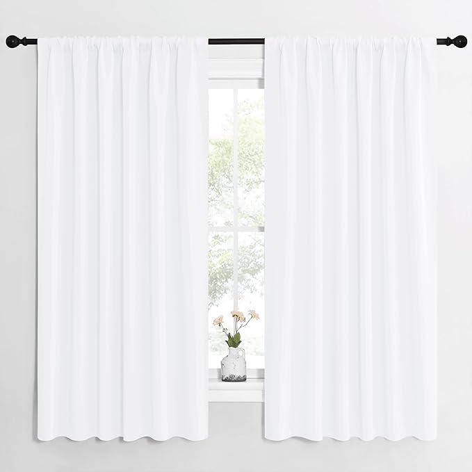 NICETOWN White Curtains, 50% Light Blocking Curtain Panels by NICETOWN