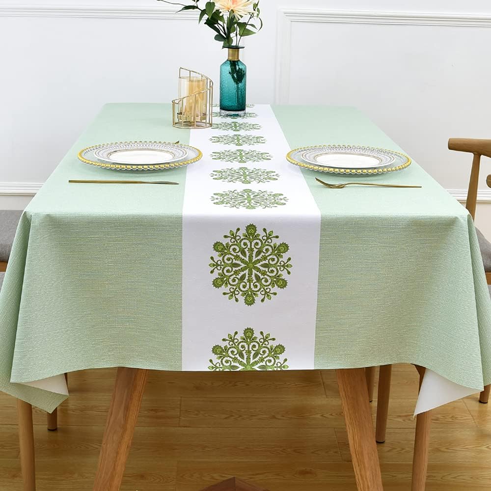 Zobesta Vinyl Table Cloth for Rectangle Tables 86x55 Plastic Tablecloth