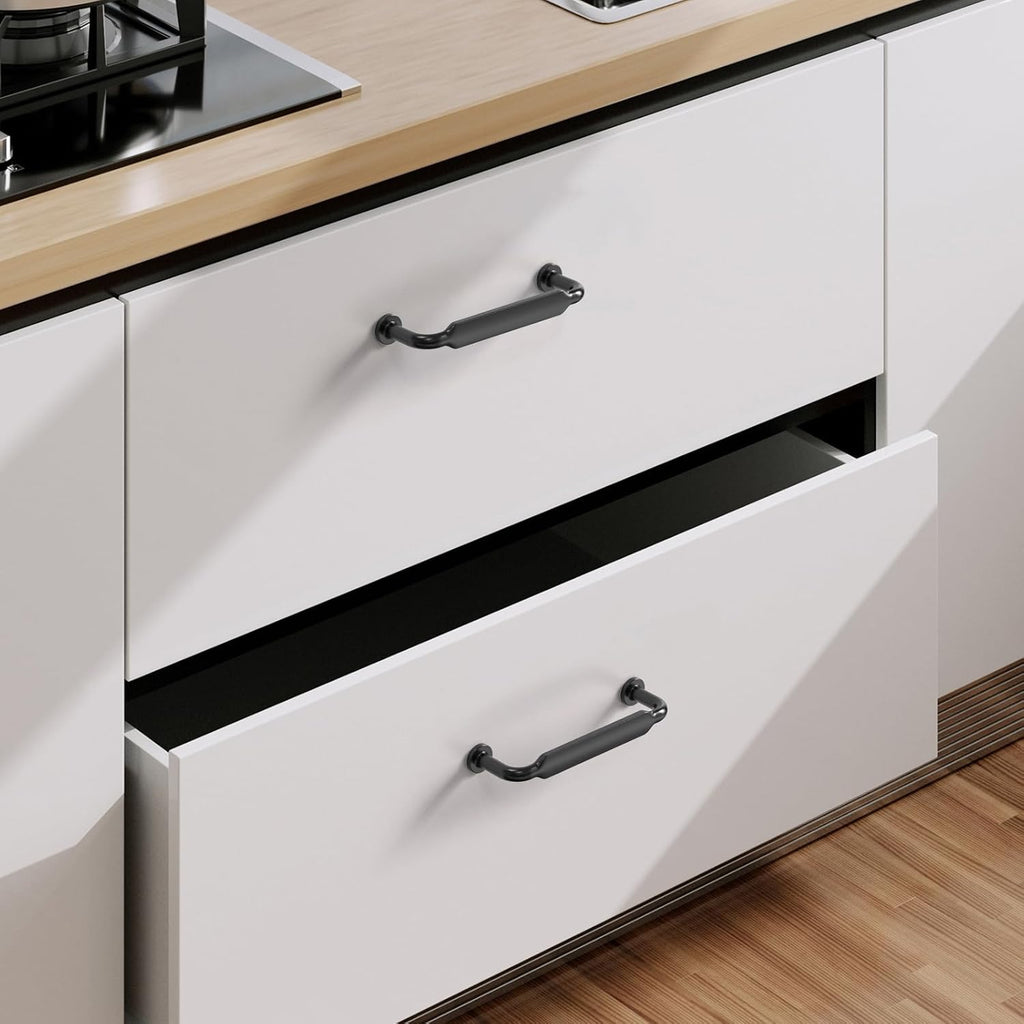 9BUILD 10 Pack Matte Black Cabinet Pulls 3.75 Inch Kitchen Cabinet Handles Cabinet Hardware Kitchen Handles for Cabinets Cupboard Handles Black Dresser Pulls Drawer Handle