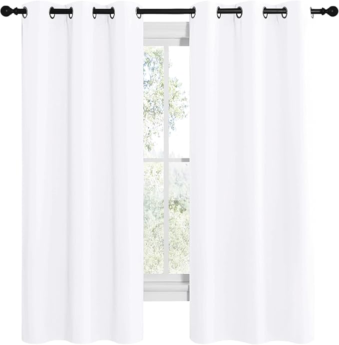 NICETOWN White Samll Window Blackout Curtain Panels, 50% Light Blocking Curtains - Image 2