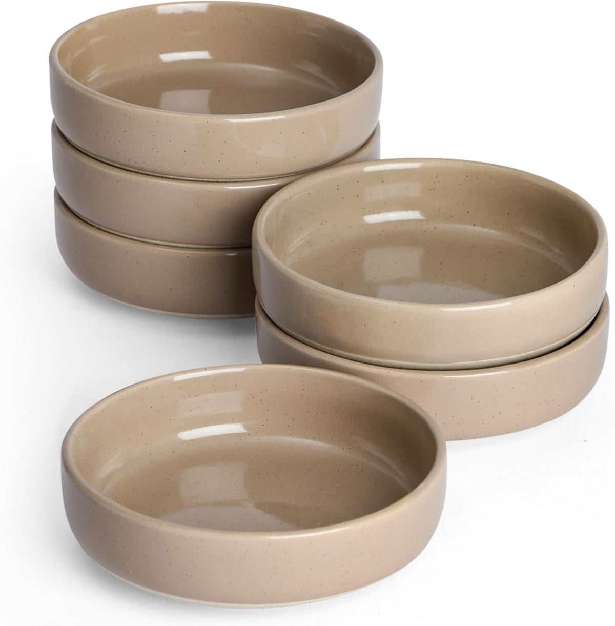 famiware Ceramic Soy Sauce Dish, 4oz Dipping Bowls Set of 6, Cinnamon Brown