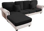 Couch Cover 4-Piece Elastic Velvet Couch Cushion Covers & Chaise Slipcovers by Taque