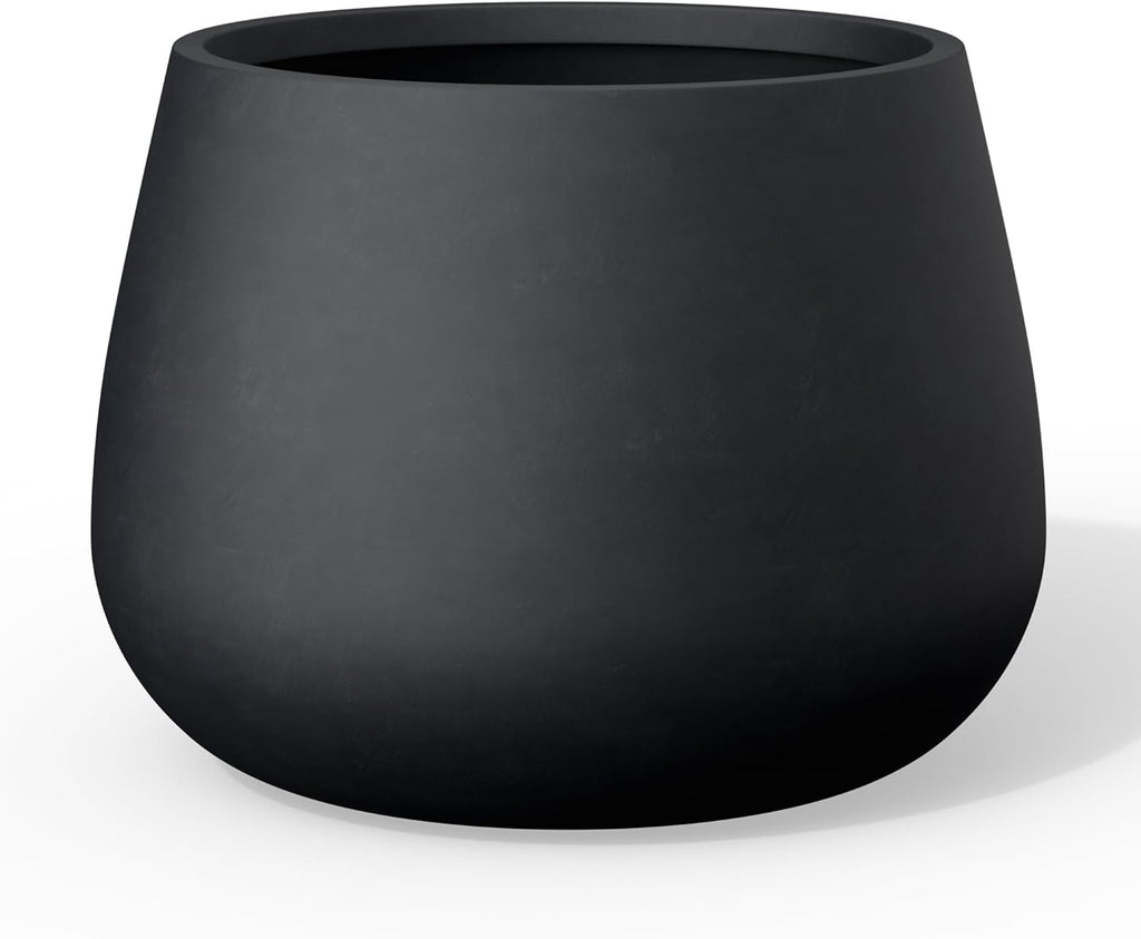 Kante Modern Home Minimalist 18.1" Dia Snow White Concrete Curved Planter