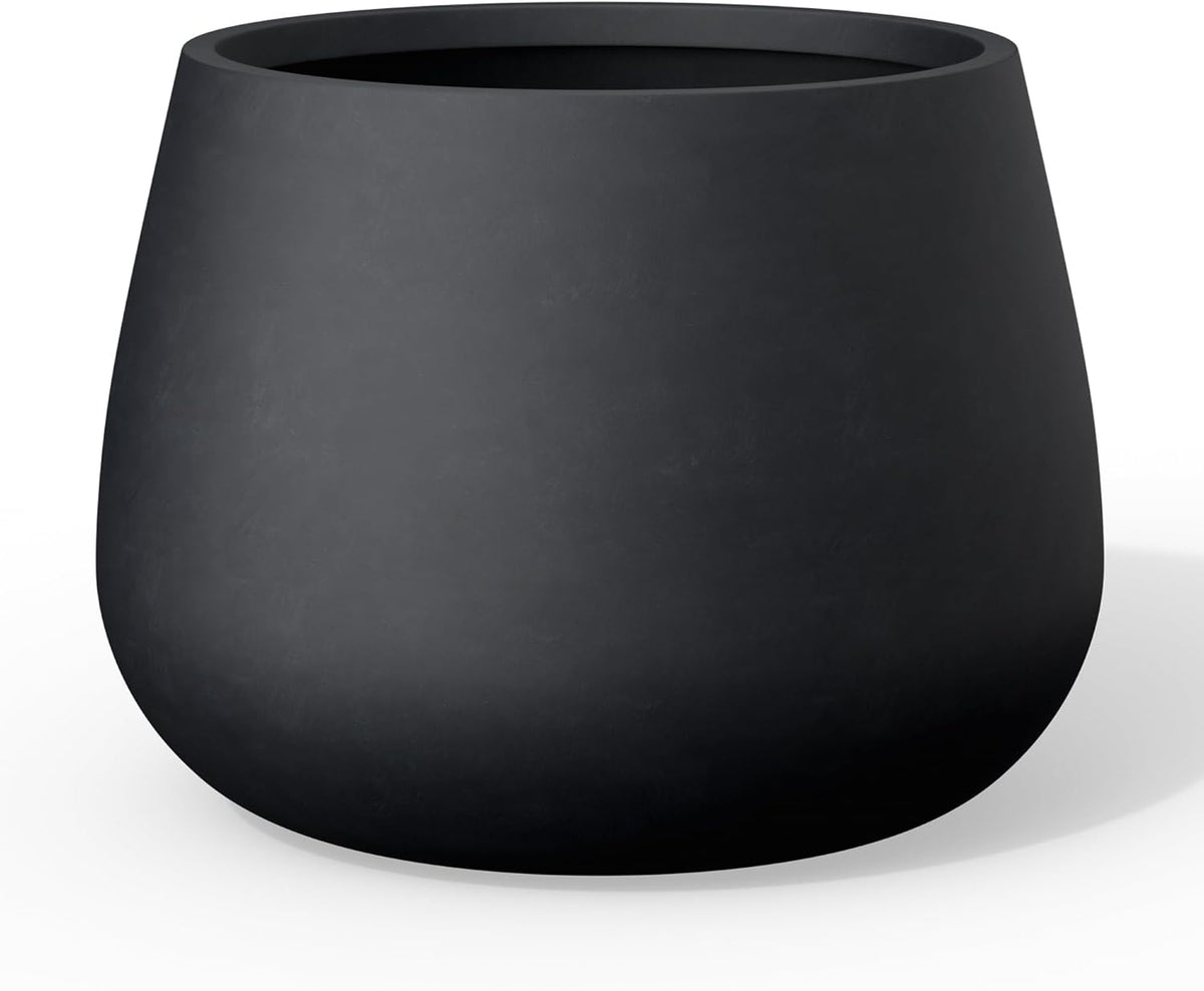 Kante Modern Home Minimalist 18.1" Dia Snow White Concrete Curved Planter