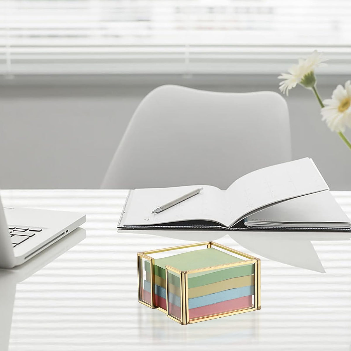 BTSKY Golden Glass Sticky Note Holder for 3x3 Inch Sticky Notes