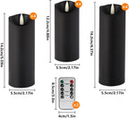 YOROXRG 12 Pack Halloween Decoration Flickering Flameless Candles, Battery Operated LED Pillar Candles with Remote Control and Timer.for Home Decor (D2.2 xH 5" 6" 7" Black)