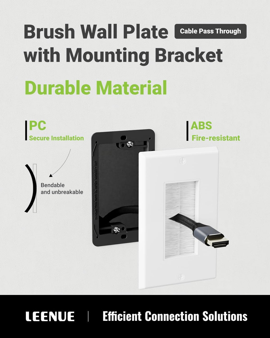 Brush Wall Plate with Mounting Bracket, 4 Pack Cable Pass Through