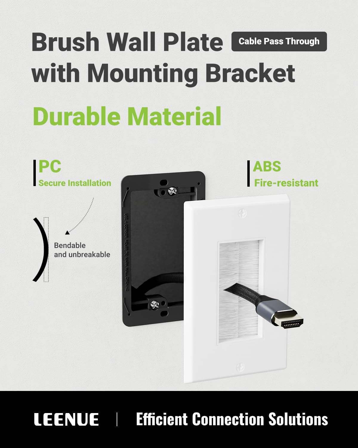Brush Wall Plate with Mounting Bracket, 4 Pack Cable Pass Through