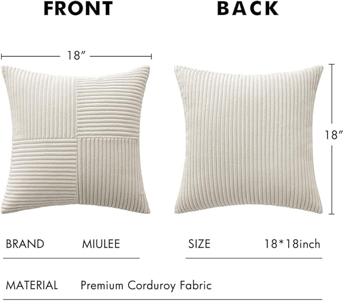 MIULEE Beige Decorative Throw Pillow Covers 18x18 Inch - Image 6