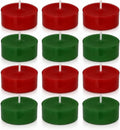 Festive Cedar & Apple Scented Tealight Candles, 12 Pack Red Green Colored Holiday Tea Lights with Clear Cups | Long-Lasting for Seasonal Home Decor,T01-12S-RDCDAL