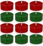 Festive Cedar & Apple Scented Tealight Candles, 12 Pack Red Green Colored Holiday Tea Lights with Clear Cups | Long-Lasting for Seasonal Home Decor,T01-12S-RDCDAL