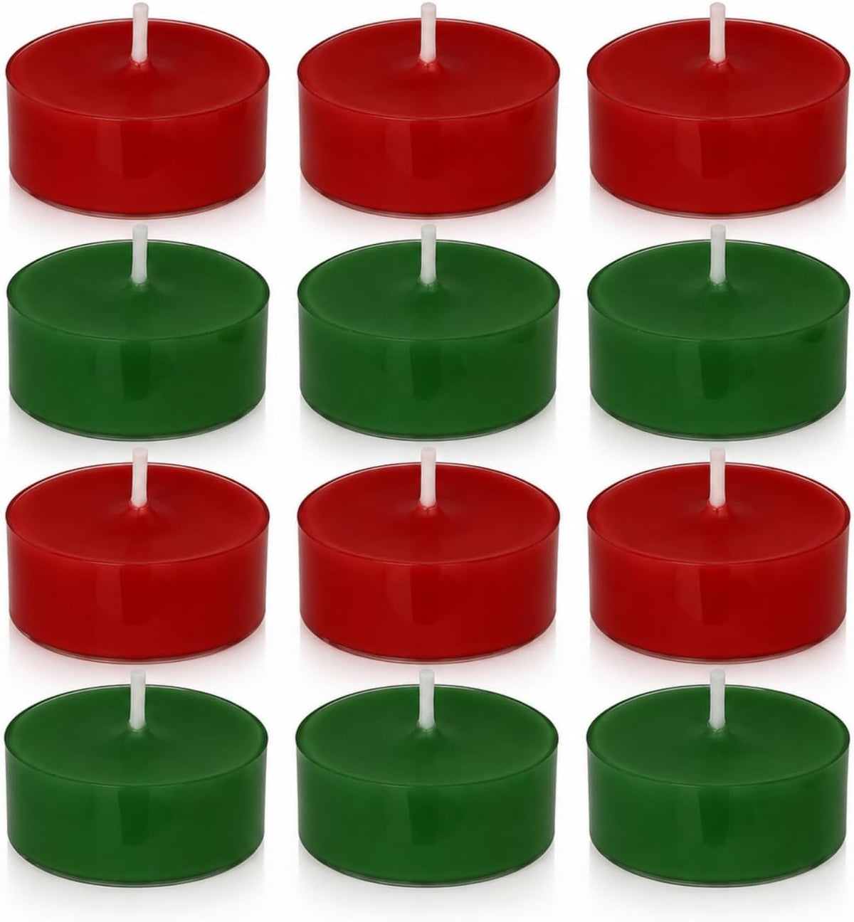 Festive Cedar & Apple Scented Tealight Candles, 12 Pack Red Green Colored Holiday Tea Lights with Clear Cups | Long-Lasting for Seasonal Home Decor,T01-12S-RDCDAL