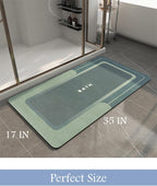 MontVoo-Bath Mat-Bath Mat Rug Non Slip Super Absorbent Stain Resistant Quick Dry Thin Bathroom Rug-Bath Mats for Bathroom Floor Bathtub Vanity-Bathmat Bath Rug Easy Care 17"x35" Green