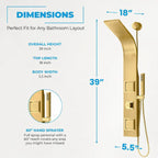 ANZZI 39" Shower Panel, Brushed Gold, Jetted