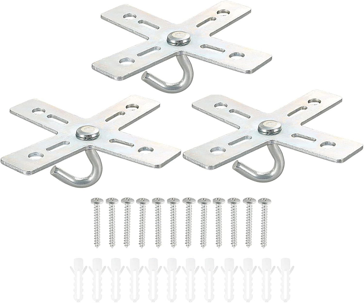 PATIKIL Ceiling Hook Kit, 2 Set Cross Design Metal Plate Mount Hanger Holder Ceiling Fan Light Fixture for Hanging Light Chandelier
