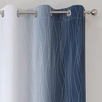 Estelar Textiler Navy Blue and Greyish White Blackout Curtains 45 Inch Length - Image 4