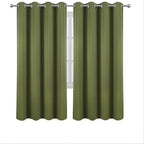 LEMOMO Blackout Curtains 66 x 72 Inch Long Olive Green Curtains Set of 2 Panels - Image 2