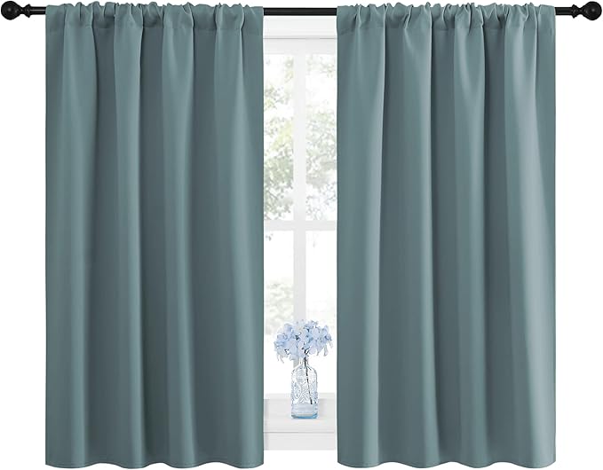 NICETOWN Greyish Blue Blackout Curtains Panels - Image 2