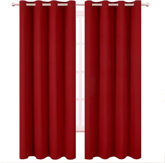 LEMOMO Blackout Curtains 52 x 120 Inch Long Red Curtains Set of 2 Panels Room - Image 2