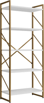Shintenchi 2 Pieces 5 Tiers Bookshelf, Classically Tall Bookcase Shelf