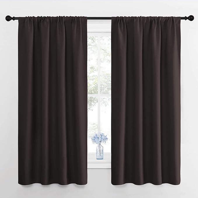 NICETOWN Kitchen Curtains, Short Blackout Curtains & Drapes, Toffee Brown by NICETOWN