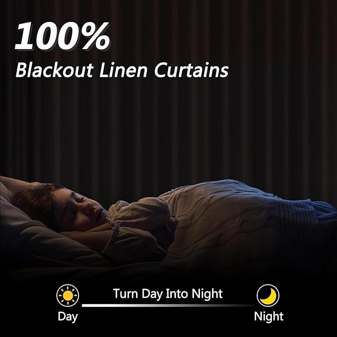 Guken 100% Blackout Curtains 108 Inch Length 2 Panels Set - Image 2
