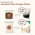 ComSaf Airtight Flour and Sugar Container 2.6Qt & 5.5Qt 3Pack, Wide Mouth