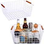 LeleCAT Wire Baskets with Handles, Wire Storage Organizer Baskets, Household Refrigerator for Cabinets, Pantry, Closets, Bedrooms - Set of 4（Black)