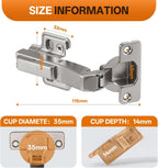 HBL' 2 Pack 45° Corner Cabinet Hinges, 45 Degree Angled Hinge Replacement for Diagonal Wall Cabinets, 35MM European Soft Close Hinges for Frameless Doors