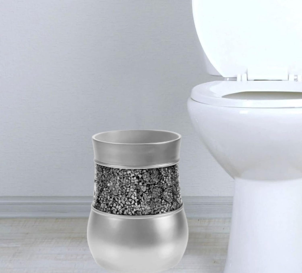 Creative Scents Crackled Glass 6 Pc. Silver Resin Bathroom Accessories Set