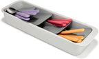 Joseph Joseph DrawerStore Compact Utensil Organizer For Kitchen Drawer Silverware, Flatware Tray, Small, Grey