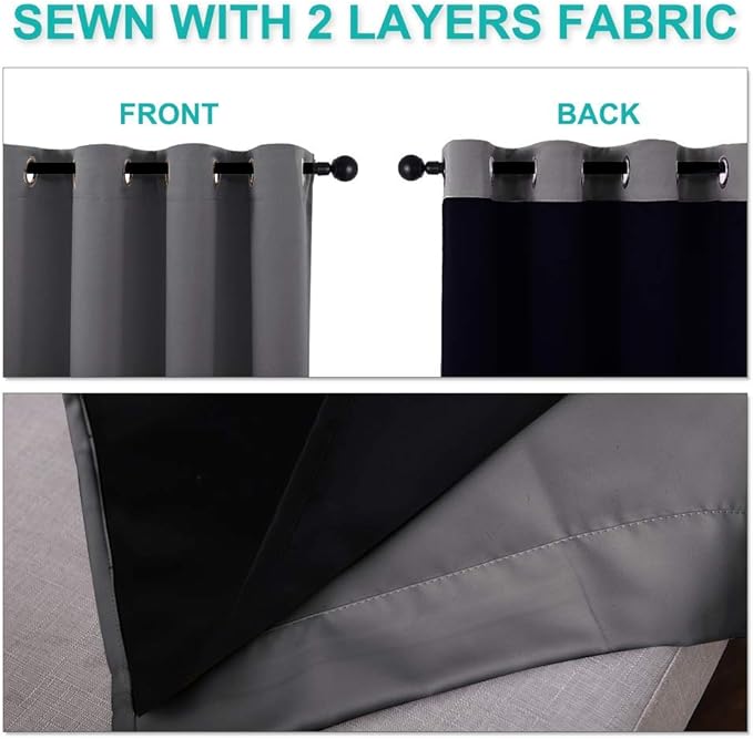 NICETOWN 100% Blackout Short Curtains - Image 5