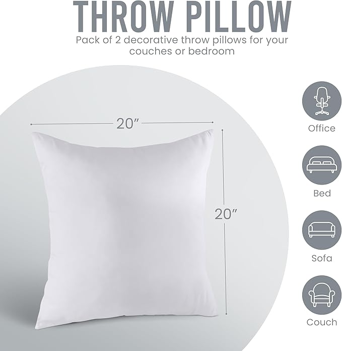 Utopia Bedding 20x20 Pillow Inserts, Sofa & Couch – Soft, Supportive & Fluffy - Image 7