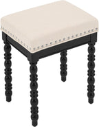 LUE BONA Vintage Vanity Chair with Spindle Solid Rubberwood Legs