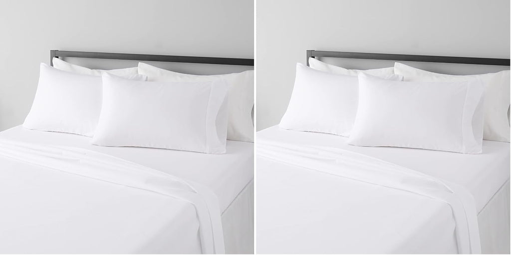 Amazon Basics Lightweight Super Soft Easy Care Breathable Microfiber 4 Piece Cozy Comfortable Bed Sheet Set, Wrinkle Resistant with 14-Inch Deep Pockets, Queen, Black, Solid