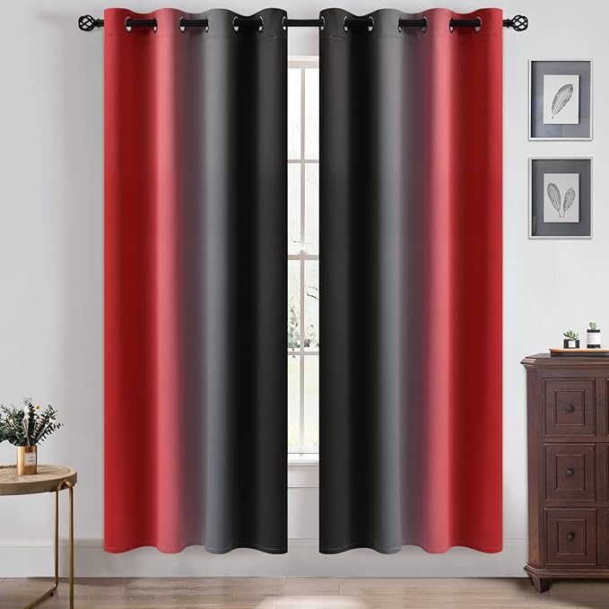 Yakamok Blackout Ombre Black and Red Curtains by Yakamok