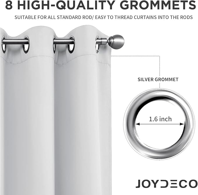 Joydeco White Curtains 108 Inches Long 2 Panels Set, Thermal Insulated Long - Image 4